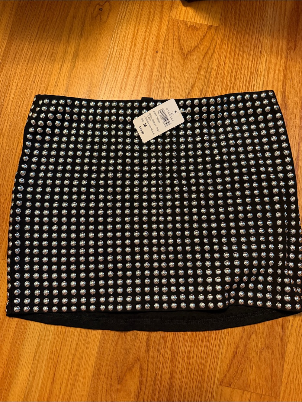 Windsor Black Mini Skirt with Silver Studs